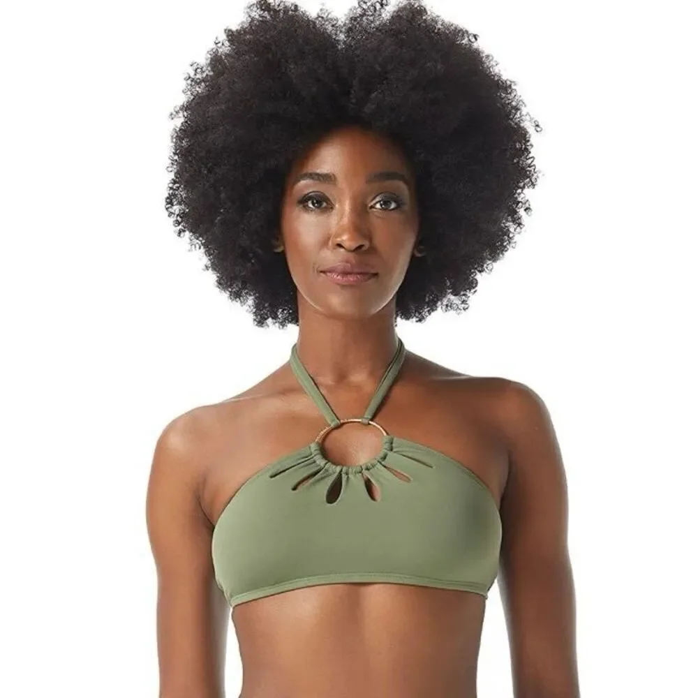 Vince Camuto Serengeti  Ring Cutout Halter Top Safari Green Size Small